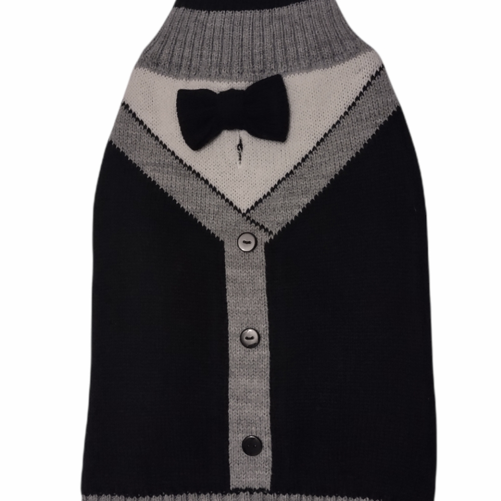 Dog Sweater Black/Grey/White by Pet Posse Size S and M